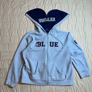 Disney Jacket Womens Size Medium Blue Fleece Eeyore 68 Full Zip Long Sleeve Y2K